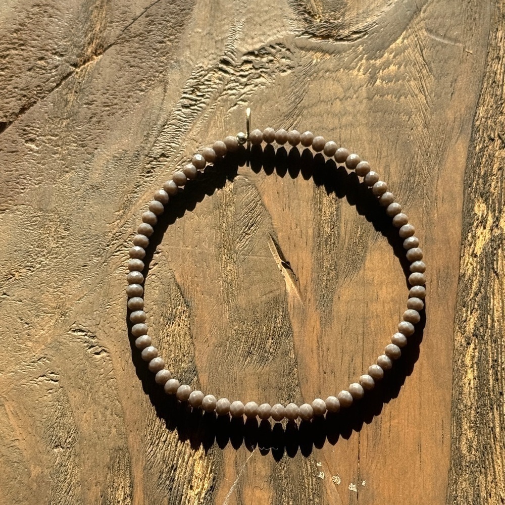 Brown Beaded Bracelet Minimalist Elastic Jewelry